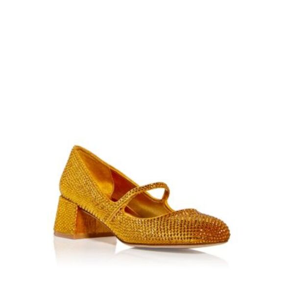 JEFFEREY CAMPBELL Shoes - JEFFEREY CAMPBELL Womens Gold Goring Regal Safety Toe Block Heel Mary Jane 6.5 M